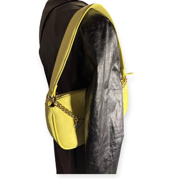 Juicy‎ Couture Yellow Textured Purse w/ Charms Retro Y2K Shoulder Bag - Picture 11 of 12